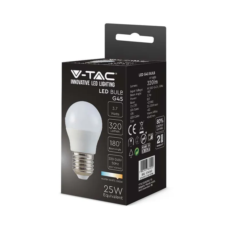 Żarówka LED V-TAC 4W Filament E27 G45 P45 Kulka VT-1980 3000K 400LM