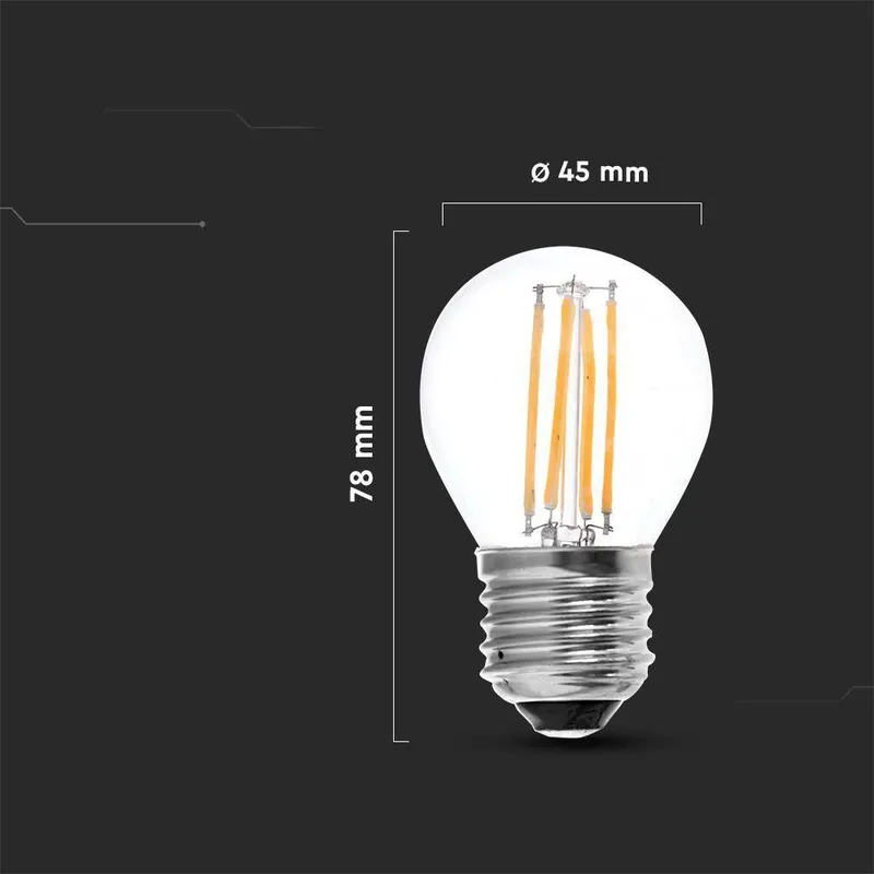Żarówka LED V-TAC 4W Filament E27 G45 P45 Kulka VT-1980 3000K 400LM