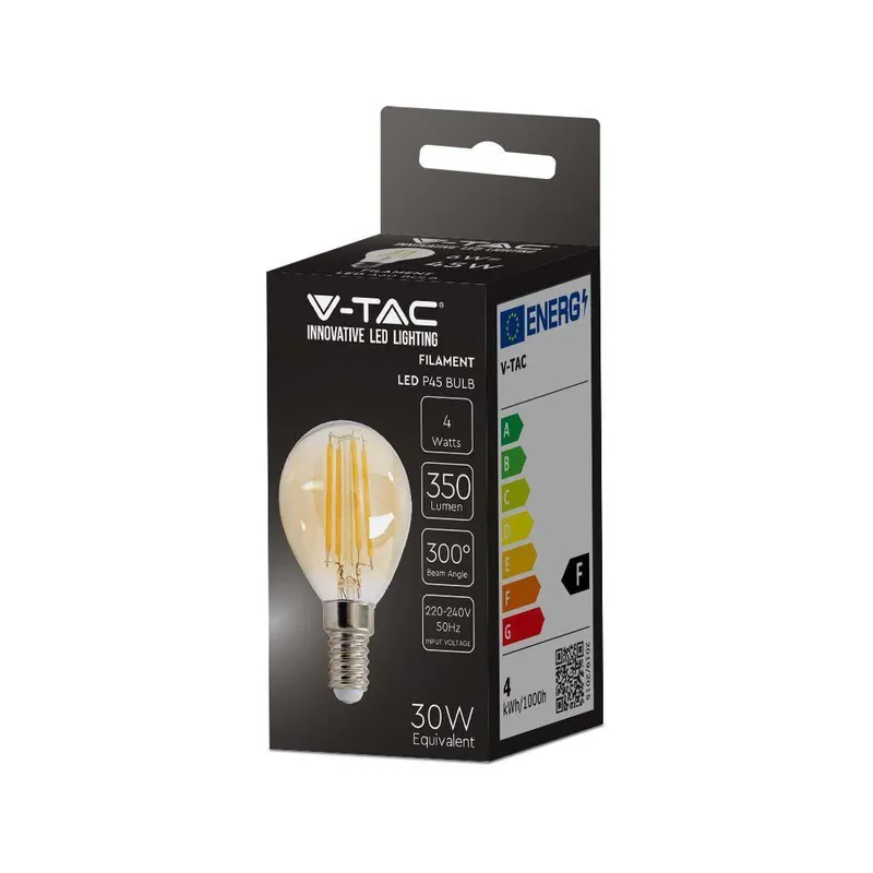 Żarówka LED V-TAC 4W Filament E14 P45 Kulka Bursztyn VT-1953 2200K 350LM