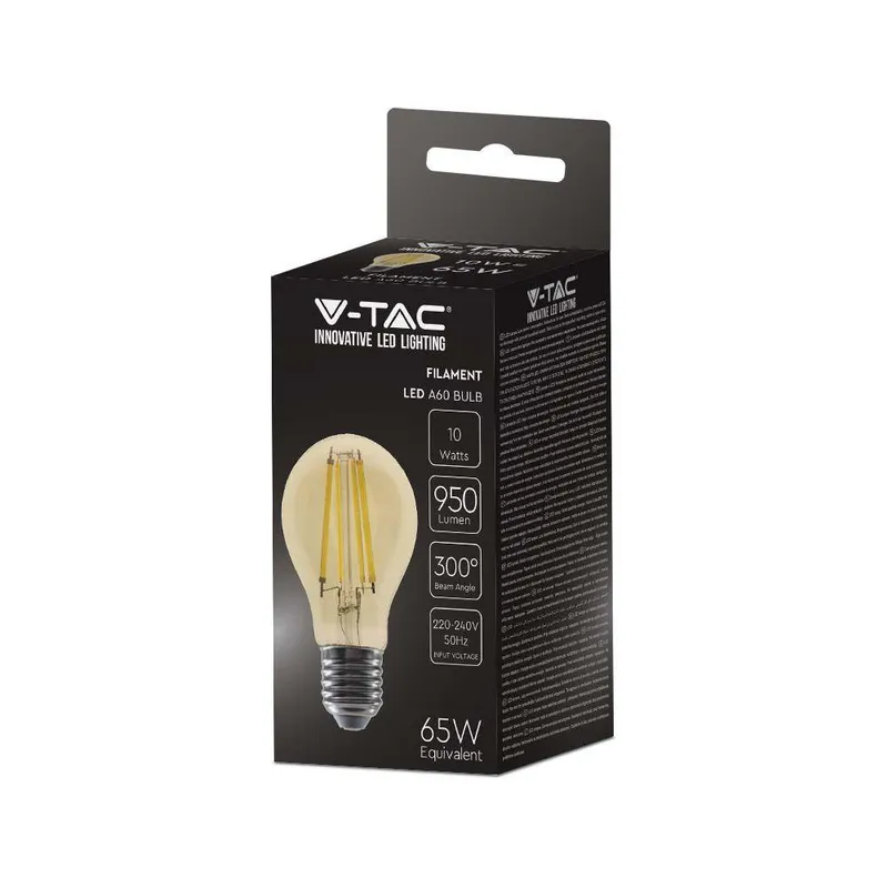Żarówka LED V-TAC 10W Filament E27 A67 Bursztyn VT-2028 2200K 950LM