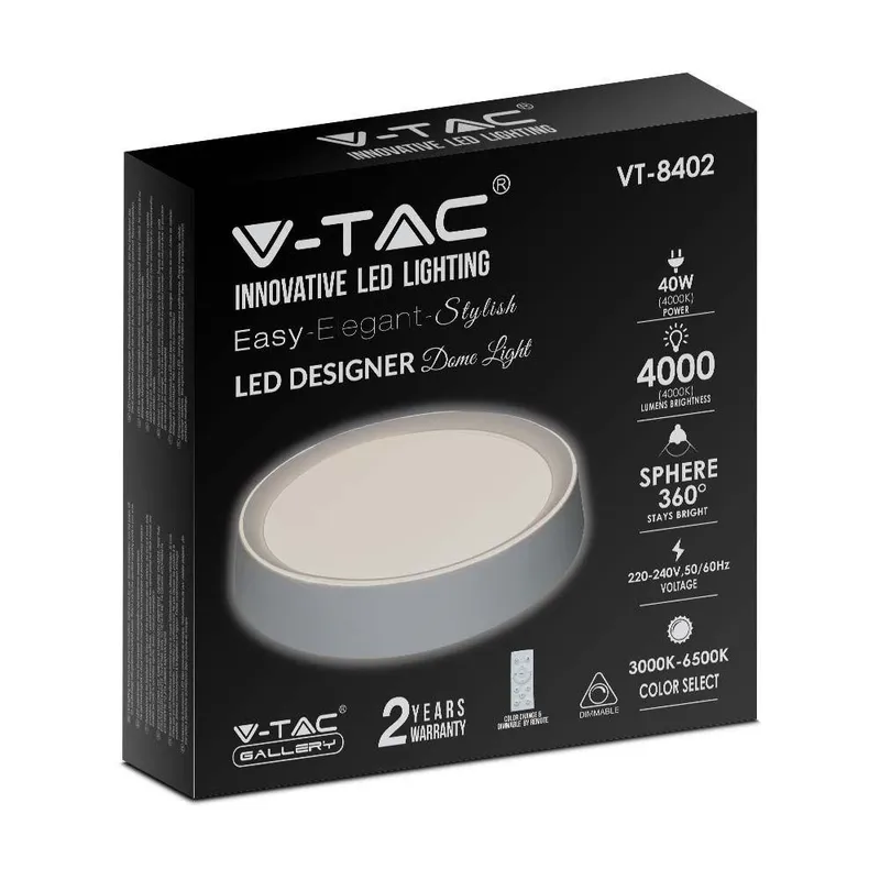 Oprawa Sufitowa Plafoniera V-TAC 40W LED Pilot CCT FI.400 VT-8402 3000K-6500K 4000LM