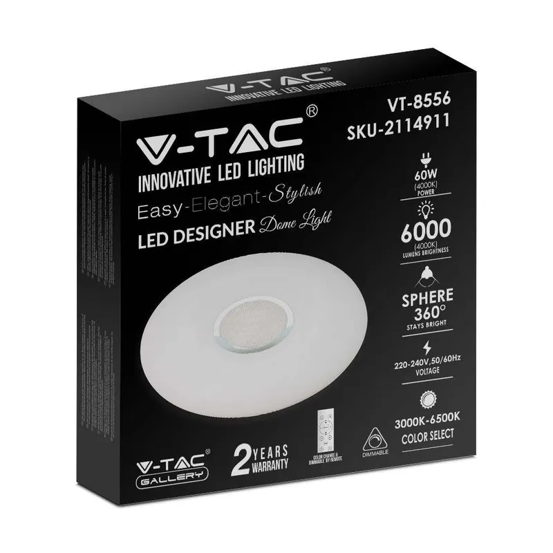 Oprawa Sufitowa Plafoniera V-TAC 60W LED Pilot CCT FI.500 Gwiazdy VT-8556 3000K-6500K 6000LM