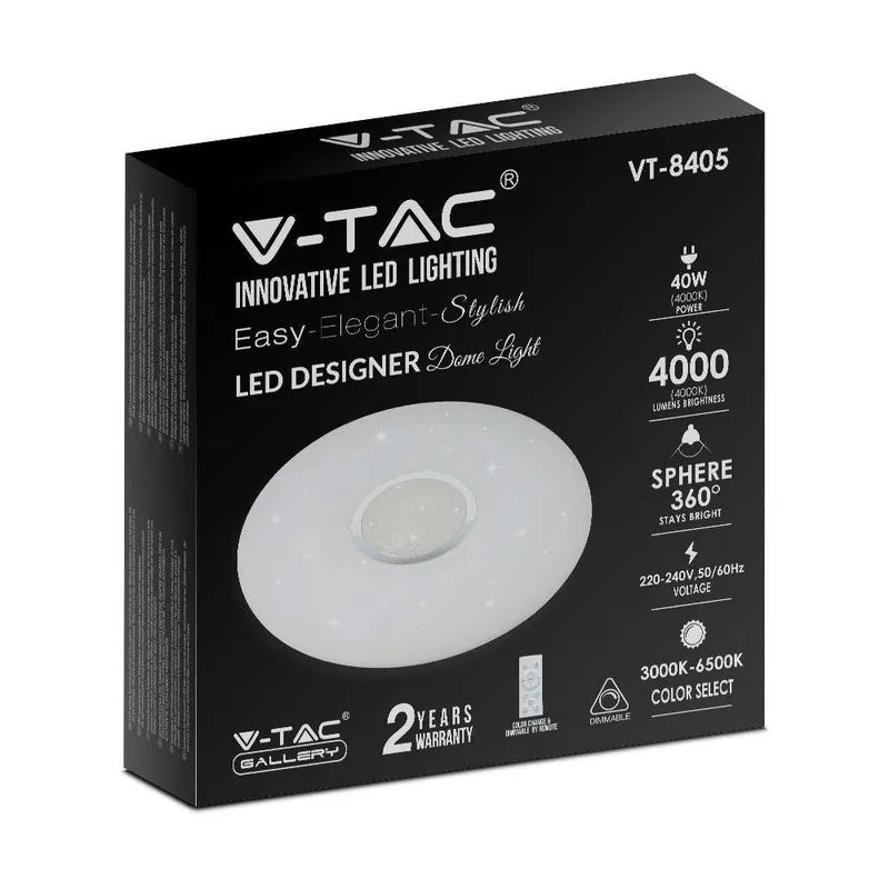 Oprawa Sufitowa Plafoniera V-TAC 40W LED Pilot CCT FI.350 Gwiazdy VT-8405 3000K-6500K 4000LM