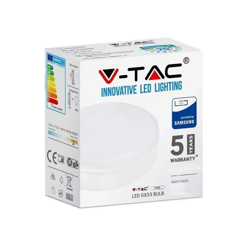 Żarówka LED V-TAC SAMSUNG CHIP 6,4W GX53 VT-207 4000K 560LM 5 Lat Gwarancji