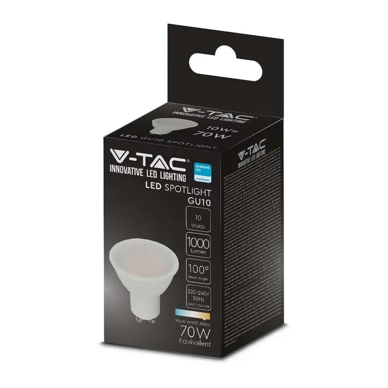 Żarówka LED V-TAC SAMSUNG CHIP GU10 10W 100ST VT-271 6500K 1000LM 5 Lat Gwarancji