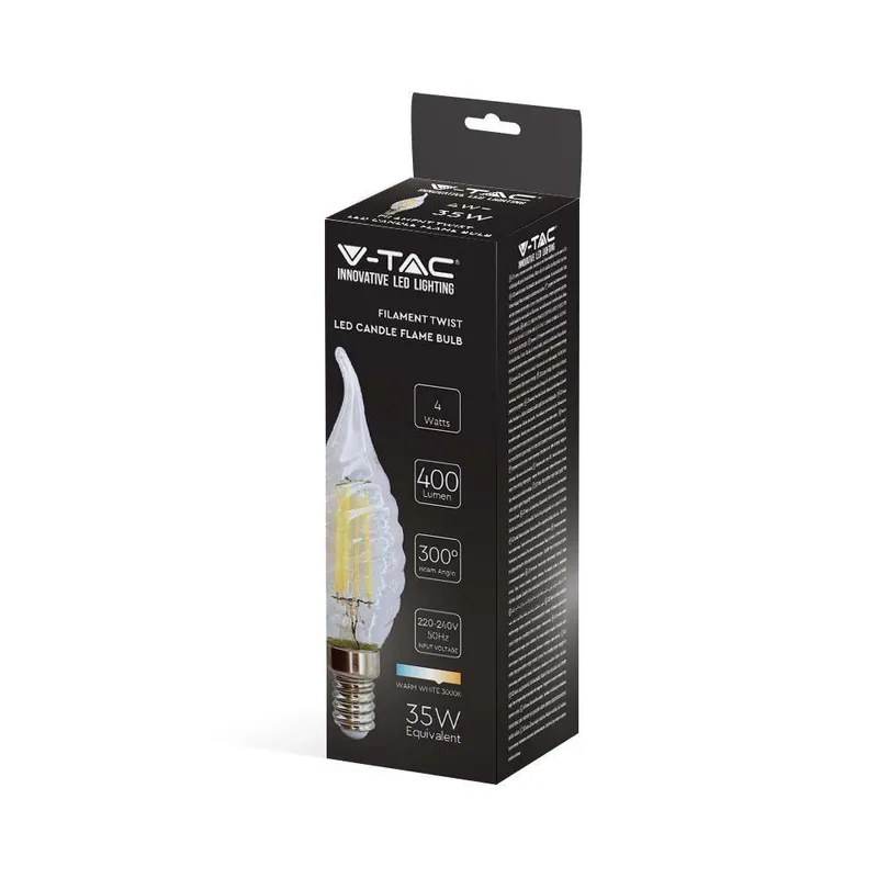 Żarówka LED V-TAC 4W Filament E14 Twist Świeczka Płomyk VT-1995 3000K 400LM