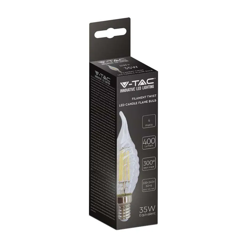 Żarówka LED V-TAC 4W Filament E14 Twist Świeczka Płomyk VT-1995 4000K 400LM