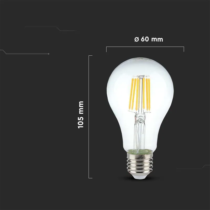 Żarówka LED V-TAC 10W Filament E27 A67 VT-1981 4000K 1055LM