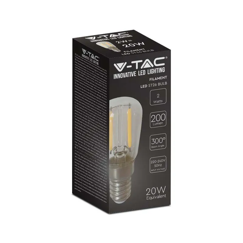 Żarówka LED V-TAC 2W Filament E14 ST26 VT-1952 3000K 200LM