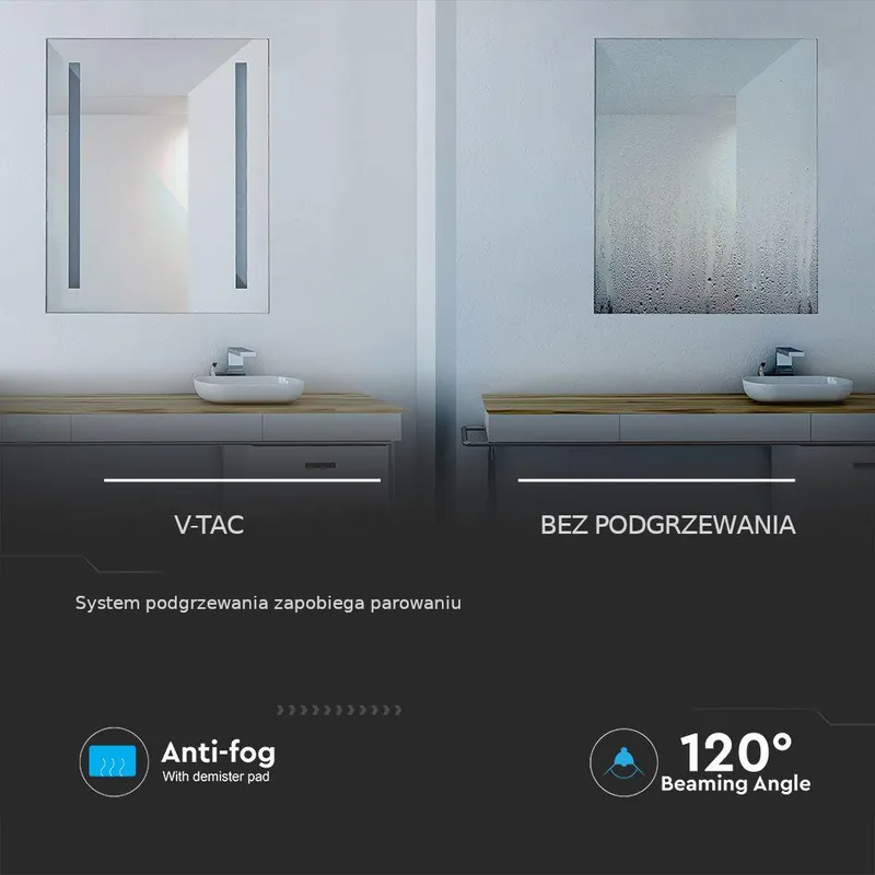 Lustro V-TAC 35W LED Anty Para 70x50 IP44 VT-8700 6400K 95LM