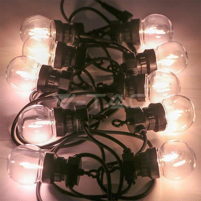 Girlanda Ogrodowa V-TAC (Sznur) 5W LED 5 Metrów 10 Żarówek 0,5W Filament VT-71510 3000K 550LM
