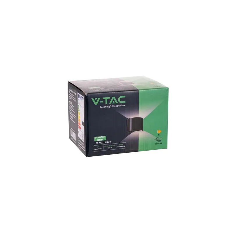 Oprawa Ścienna 5W V-TAC Góra Dół Regulowana Okrągły IP65 BRIDGELUX VT-756-B 3000K 700LM - Czarny