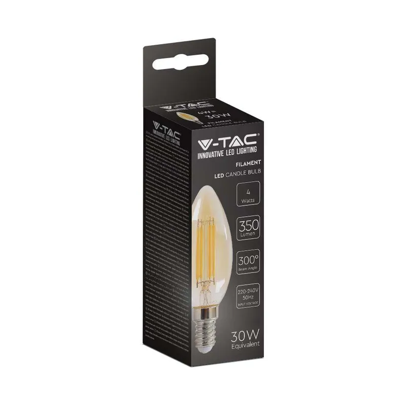Żarówka LED V-TAC 4W Filament E14 Świeczka Bursztyn VT-1955 2200K 350LM