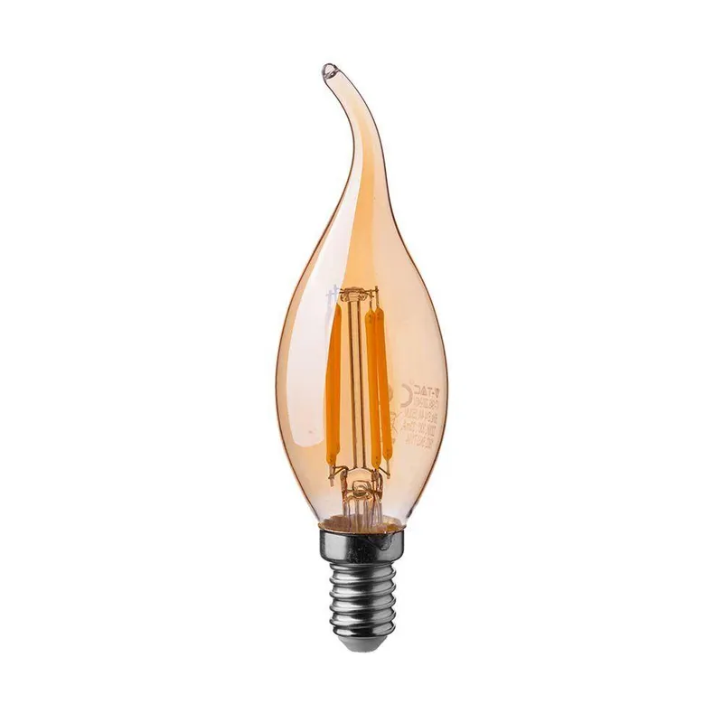 Żarówka LED V-TAC 4W Filament E14 Świeczka Bursztyn Płomyk VT-1949 2200K 350LM
