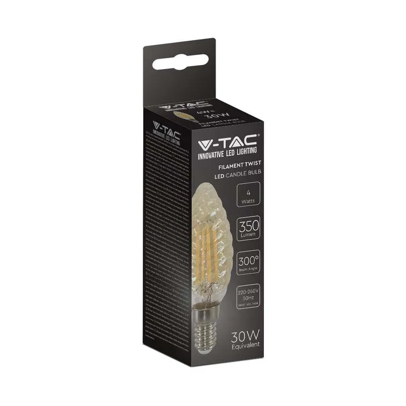 Żarówka LED V-TAC 4W Filament E14 Świeczka Bursztyn Twist VT-1948 2200K 350LM
