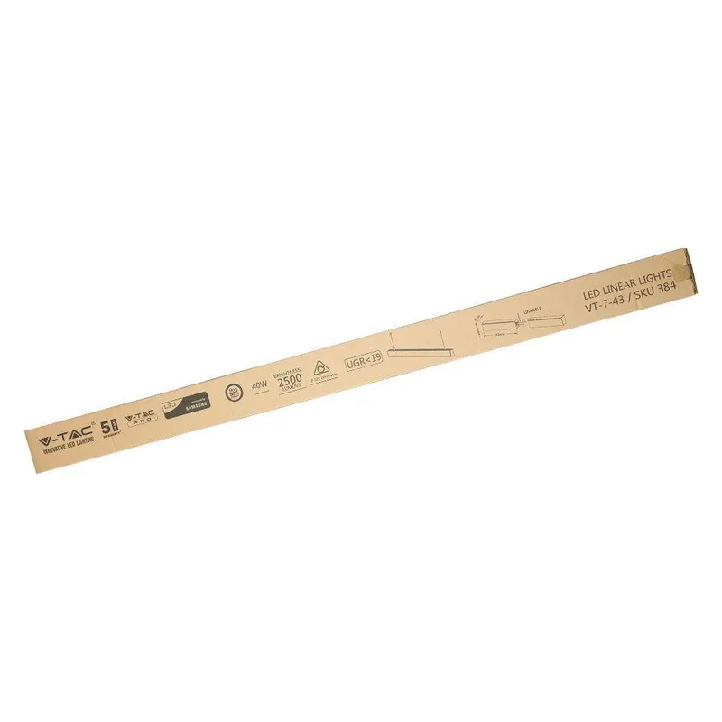 Oprawa V-TAC LED Linear SAMSUNG CHIP 40W Natynk/Zwieszana Do Łączenia 0-10V 120cm VT-7-43 4000K 3590LM 5 Lat Gwarancji - Srebrna