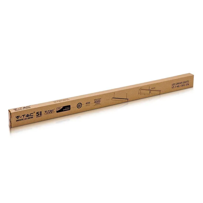 Oprawa V-TAC LED Linear SAMSUNG CHIP 40W Do Łączenia Zwieszana 120cm VT-7-40-B 6500K 3270LM 5 Lat Gwarancji - Czarna