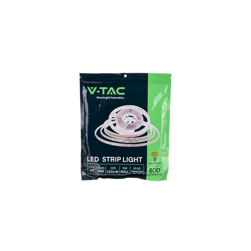 Taśma LED V-TAC 12V SMD3528 600LED IP65 Rękaw 8W/M VT-3528 IP65 3000K 800LM