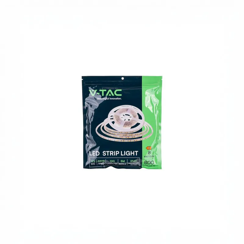Taśma LED V-TAC 12V SMD3528 600LED IP65 Rękaw 8W/M VT-3528 120-IP65 4000K 800LM