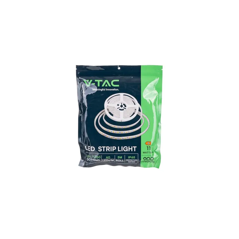 Taśma LED V-TAC 12V SMD5050 300LED IP65 Rękaw 11W/M VT-5050 60-IP65 4000K 900LM