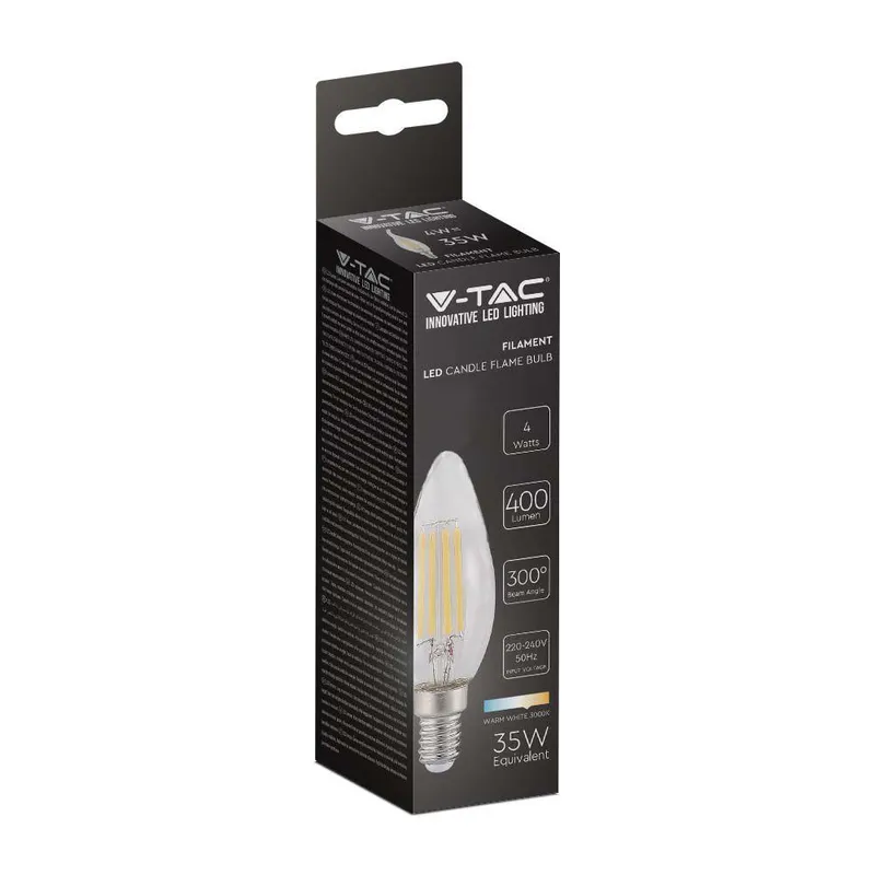 Żarówka LED V-TAC 4W Filament E14 Świeczka VT-1986 3000K 400LM