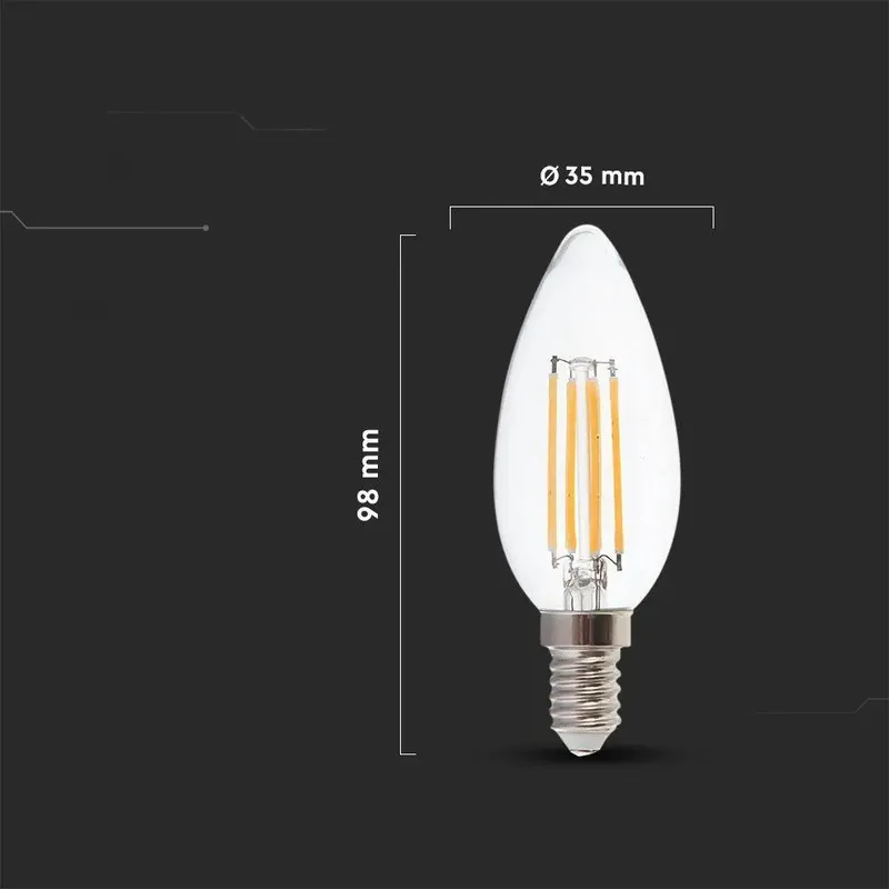 Żarówka LED V-TAC 4W Filament E14 Świeczka VT-1986 6500K 400LM