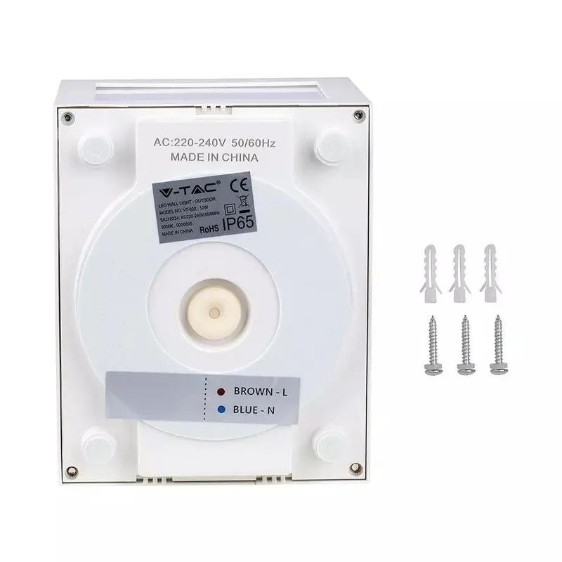 Oprawa Ścienna V-TAC 12W LED IP65 VT-822 3000K 1350LM - Biała