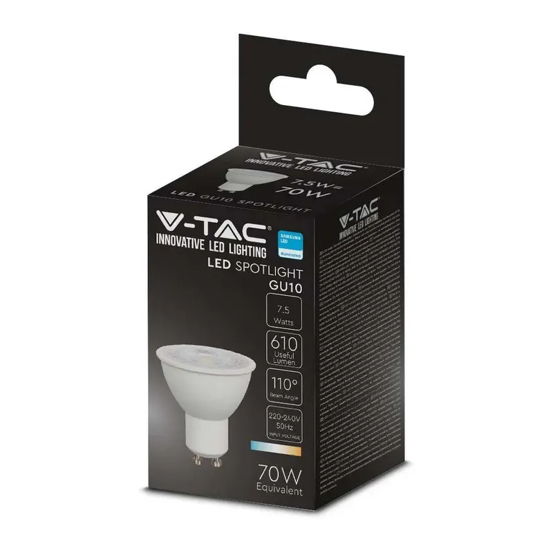 Żarówka LED V-TAC SAMSUNG CHIP GU10 7,5W 110ST VT-292 6500K 610LM 5 Lat Gwarancji
