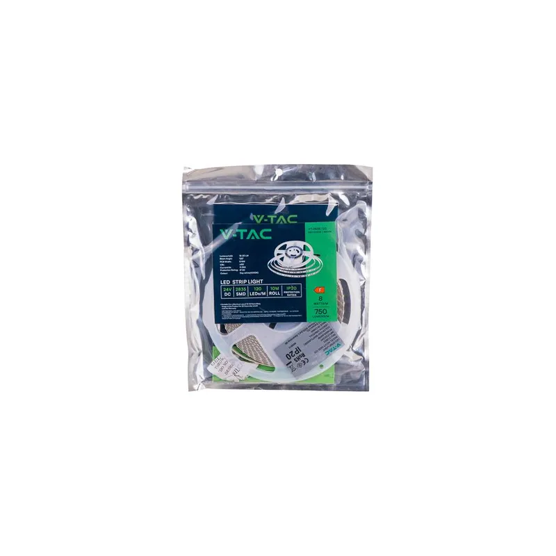 Taśma LED V-TAC SMD2835 1200LED 24V IP20 Podwójne PCB 10mb 7,5W/M 120LED/M VT-2835-7.5 3000K 750LM