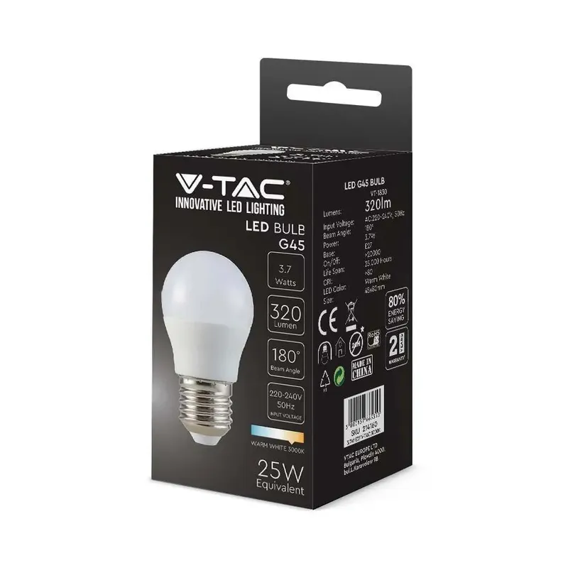 Żarówka LED V-TAC 3,7W E27 Kulka G45 VT-1830 4000K 320LM