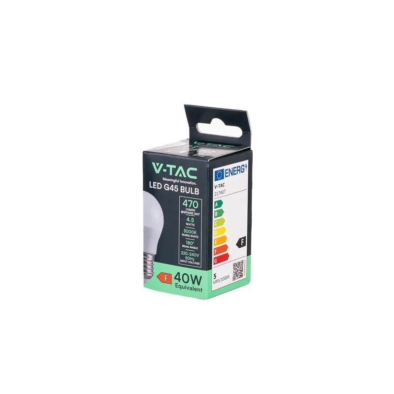 Żarówka LED V-TAC 4,5W E27 G45 P45 Kulka VT-1879 3000K 470LM