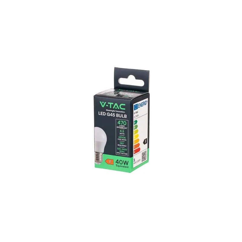 Żarówka LED V-TAC 4,5W E27 G45 P45 Kulka VT-1879 6400K 470LM