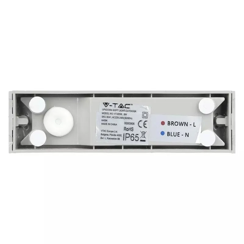 Oprawa Ścienna V-TAC 9W LED Góra Dół IP65 VT-8056 4000K 850LM - Szara