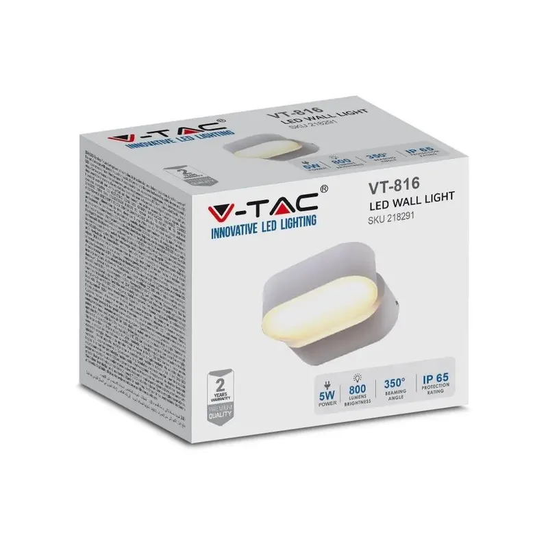 Kinkiet Ścienny V-TAC 5W LED IP65 Obrotowy 350ST VT-816 4000K 800LM - Szary
