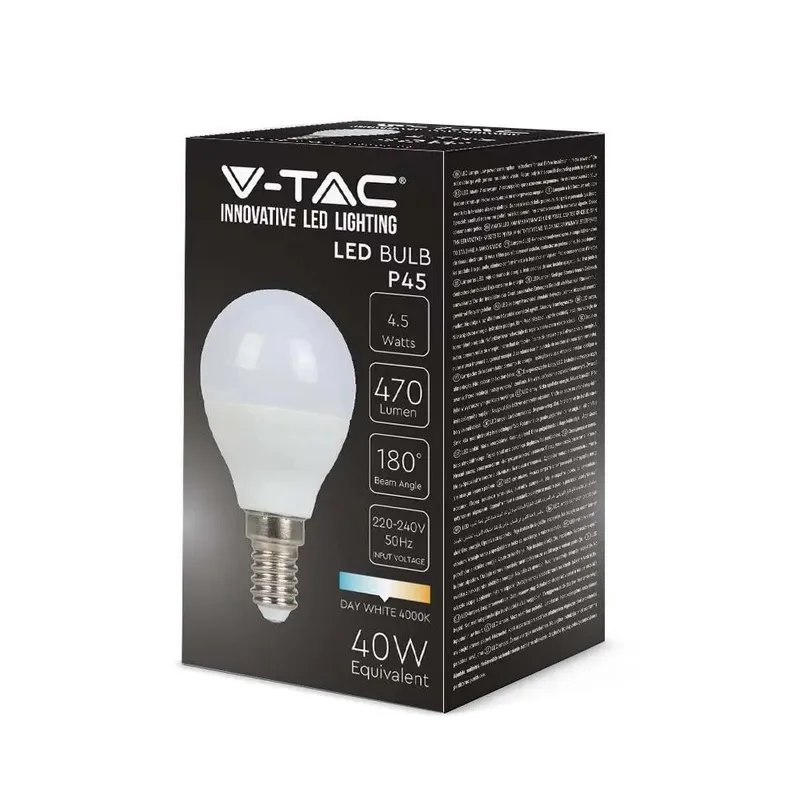 Żarówka LED V-TAC 4,5W E14 P45 Kulka VT-1880 3000K 470LM