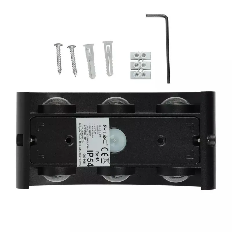 Oprawa Ścienna Góra Dół V-TAC 6W LED IP54 VT-846 3000K 630LM - Czarna