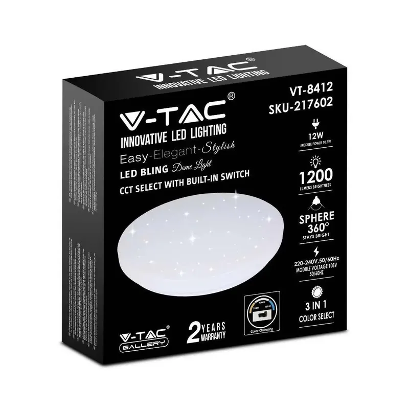 Oprawa Sufitowa Plafoniera V-TAC 12W LED Gwiazdy Zmiana Koloru CCT FI.255 VT-8412-S-N 3000K-6400K 1200LM
