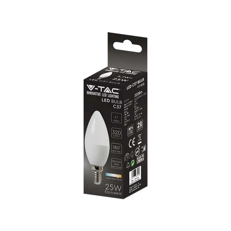 Żarówka LED V-TAC 3,7W E14 Świeczka VT-1818 3000K 320LM