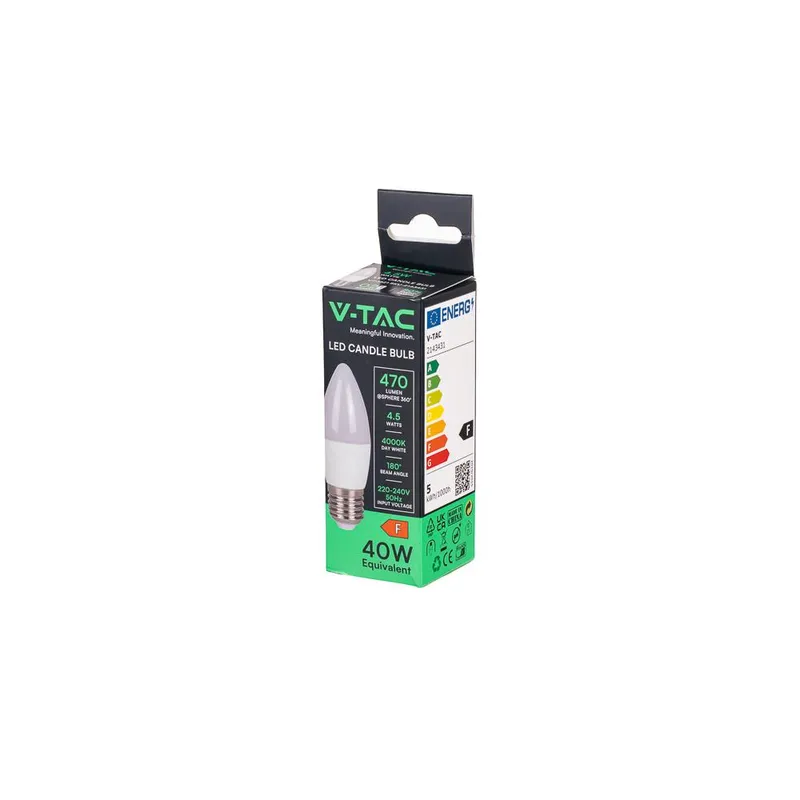 Żarówka LED V-TAC 4,5W E27 Świeczka VT-1821 6500K 470LM