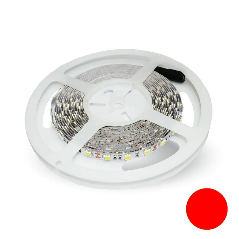 Taśma LED V-TAC 12V SMD5050 300LED IP20 11W/M VT-5050 60-IP20-11 Kolor - Czerwony