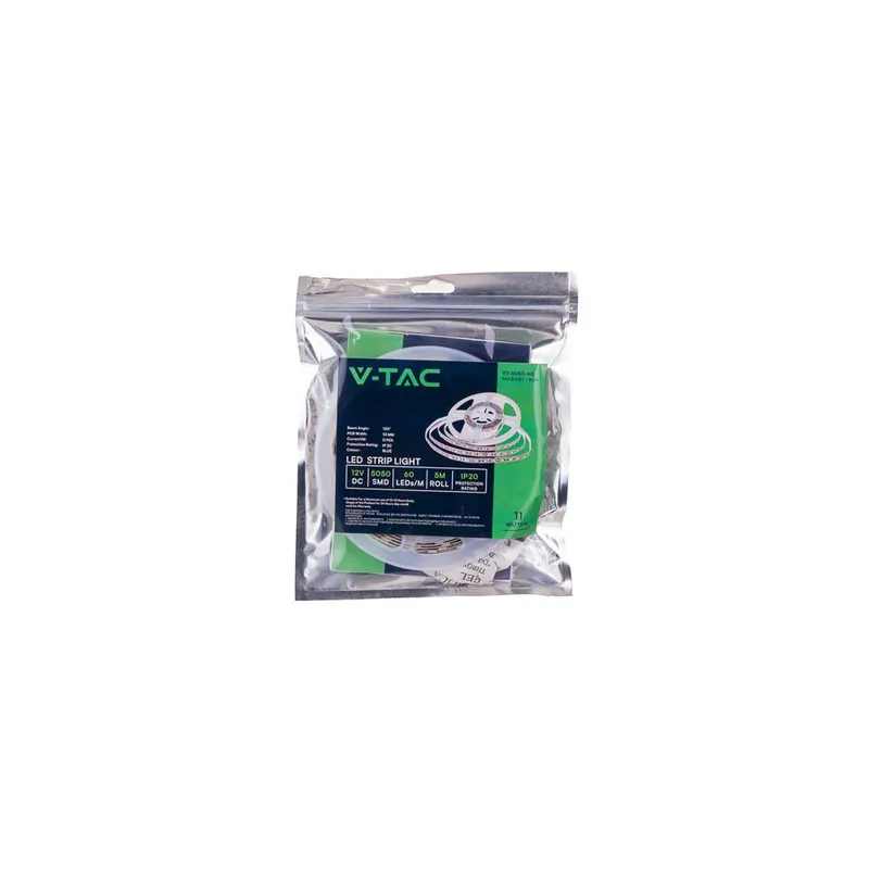 Taśma LED V-TAC 12V SMD5050 300LED IP20 11W/M VT-5050 60-IP20-11 Kolor - Niebieski