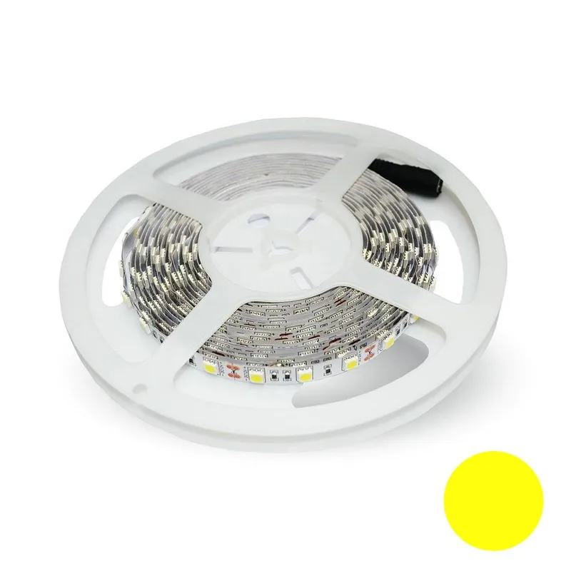 Taśma LED V-TAC 12V SMD5050 300LED Żółta IP20 11W/M VT-5050 60-IP20-11 Kolor Żółty