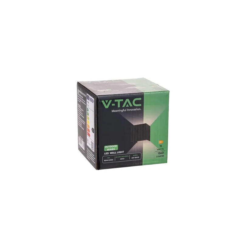 Oprawa Ścienna V-TAC 11W LED Góra Dół Regulowana Chip BRIDGELUX Kwadrat IP65 VT-759-12-B 4000K 1360LM - Czarny
