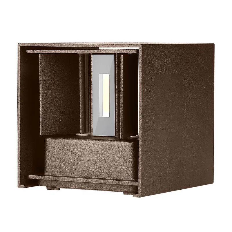 Oprawa Ścienna V-TAC 11W LED Góra Dół Regulowana Brąz Corten Kwadrat IP65 VT-759-12 3000K 1360LM