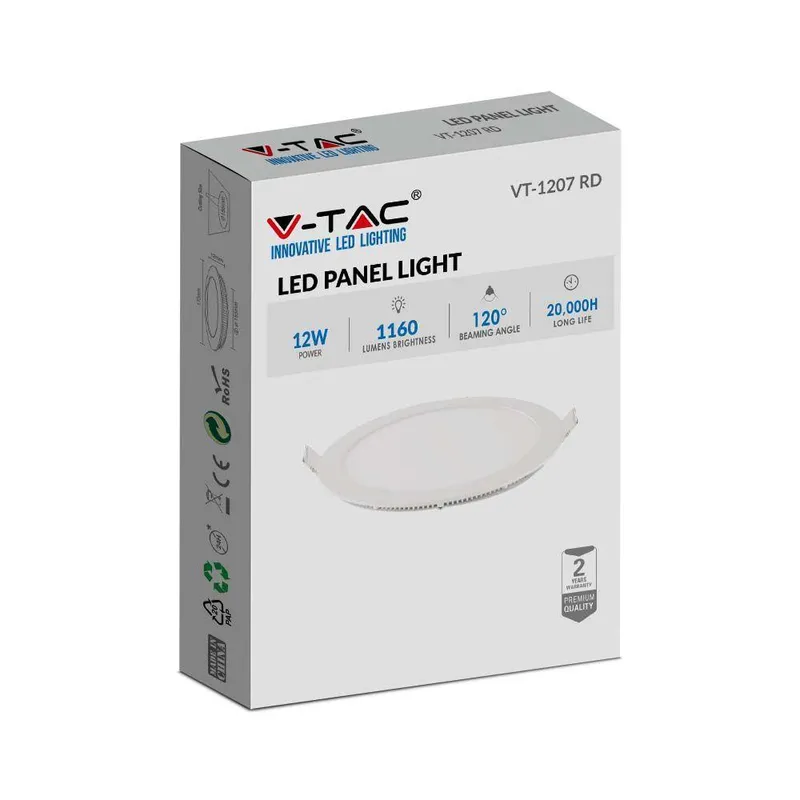 Panel LED V-TAC Premium Downlight 12W Okrągły FI170 VT-1207 2700K 1160LM