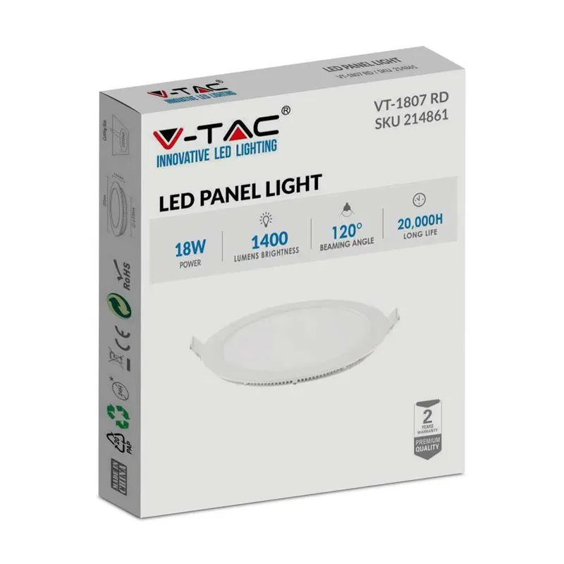 Panel LED V-TAC Premium Downlight 18W Okrągły FI225 VT-1807 4000K 1400LM