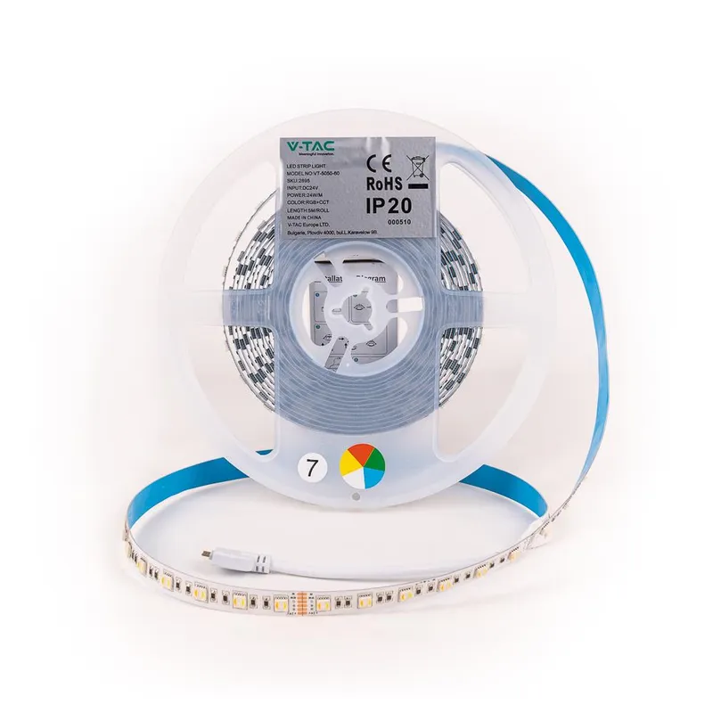 Taśma LED V-TAC SMD5050 24W/M 60LED 24V RGB+CCT 5w1 VT-5050 60 1680LM
