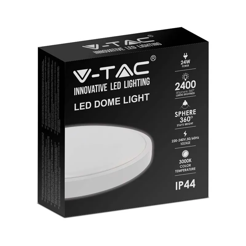 Oprawa Sufitowa Plafoniera V-TAC 24W LED Okrągły IP44 30cm VT-8624W-RD 6500K 2400LM - Biały
