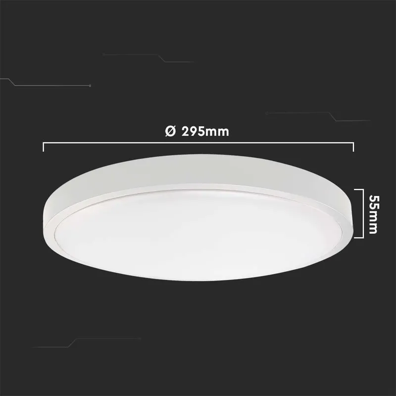 Oprawa Sufitowa Plafoniera V-TAC 24W LED Okrągły IP44 30cm VT-8624W-RD 6500K 2400LM - Biały