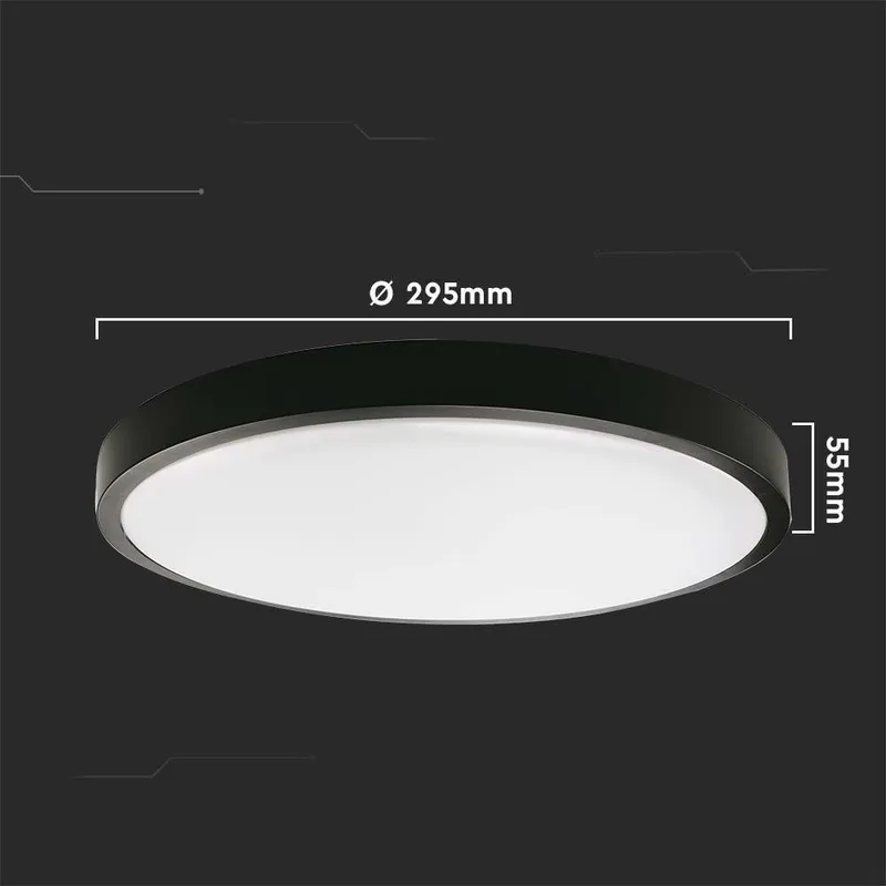 Oprawa Sufitowa Plafoniera V-TAC 24W LED Okrągły IP44 30cm VT-8624B-RD 4000K 2400LM - Czarny